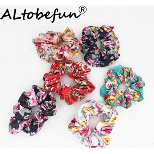 ALTOBEFUN Floral Women Scrunchies Girl Hair Accessories Fashion Elastic Hair Holder Lady Ponytail Hair Hairties Hairbands SS003