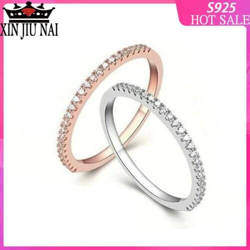 Slim Single Row Full Zircon Tail Rings For Women Ladies Gold Rose Gold Friendship Rings For Party Jewelry