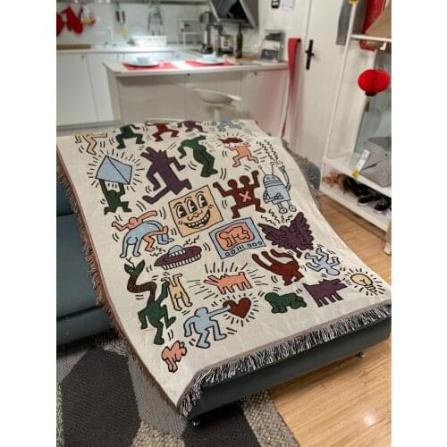 Messy Puzzle Outdoor Throw Blanket Sofa Covers Chic Cobertor Decorations For Home Dust Cover Air Conditioning Blankets For Bed