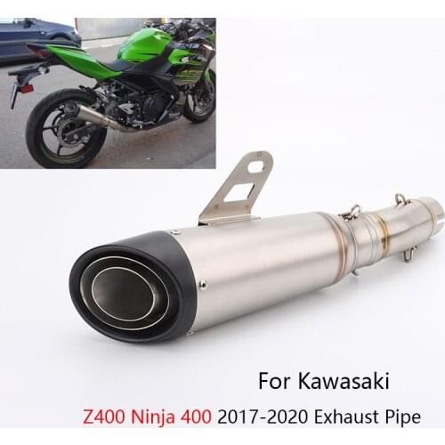For Kawasaki Z400 Ninja 400 2017-2020 Exhaust Pipe Motorcycle Mid Link Tube Slip On 51mm Muffler No DB Killer Escape Reserve Cat