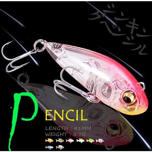 WALK FISH 41MM 3.7G Pencil Fishing Lure 3D Eyes Sinking Artificial Bait Saltwater Hard Bait Treble Hook Pike Bass Fishing Tackle