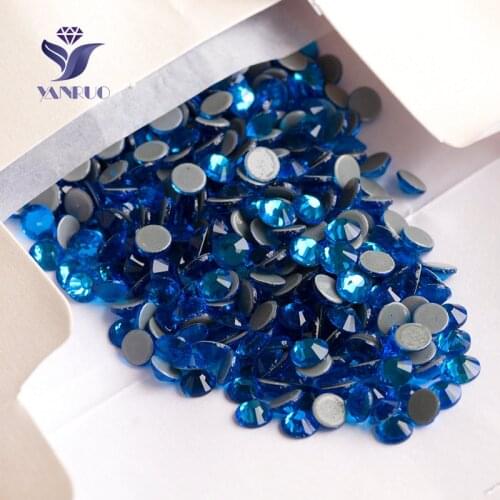 YANRUO 2058HF SS20 4.6-4.8mm Capri Blue Hot Hold Rhinestones Hot Fix Rhinestones Attached Glass Crystals Crystals for crafts
