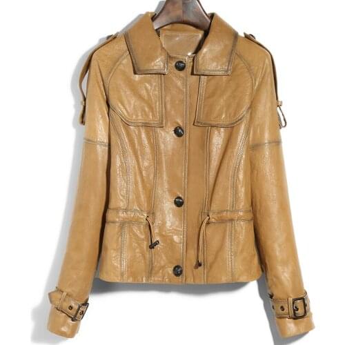 Genuine Leather Jacket Women Spring Autumn Sheepskin Real Leather Jacket Korean Vintage Tops Women Clothes 2020 J2020P001 YY1737
