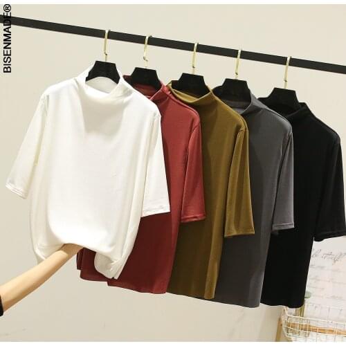 Womens Clothing T-Shirts Plus Size Tees 2021 Spring Summer Casual Half Sleeve Tops Loose Solid Camiseta Mujer