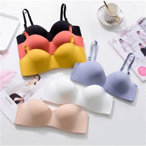 2021 Sexy Push Up Bra Women Strapless Underwear Candy Color Wireless Seamless Bra Small Chest Invisible Brassiere Tops Lingerie