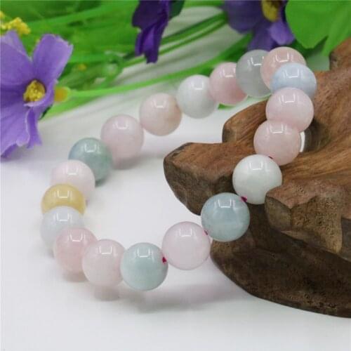 10mm Multicolor Morganit Bracelet Jaspers Chalcedony Natural Stone Women Girl Gifts DIY Hand Made Ornament Jewelry Making Design
