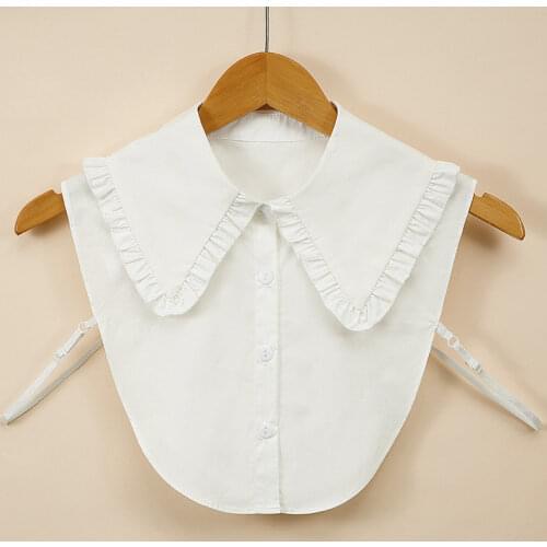 Women Big Lapel Fake Collars Girls Ruffles False Collar Shoulder Wrap White Black Detachable Collars Female Neckwear Nep Kraagie