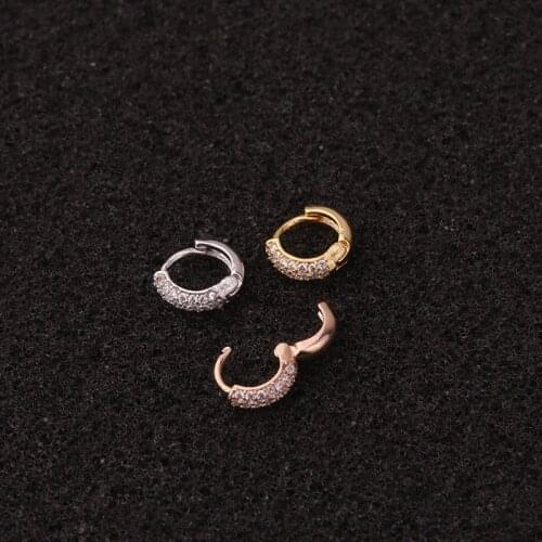 1 PCS Cute Small Micro Pave CZ Circle Ear Bone Hoops Cuff Earring Trendy Gold Color 6 mm Copper Hoop Ear Piercing Cuff