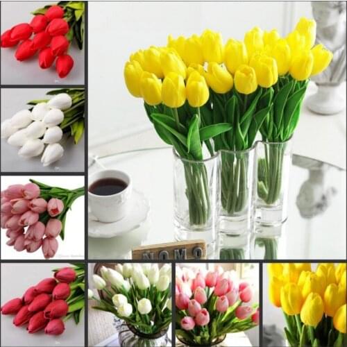 100 pcs/lot Tulip Artificial Flower PU Artificial bouquet Real touch flowers For Home Wedding decoratiom Supplies