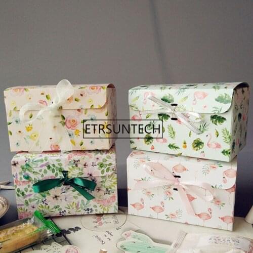 200pcs 15*10*9cm Gift Box Candy Box Flower Bird Flamingo Cake box Chocolate Biscuits Box Party Wedding Decor