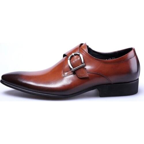 2020 Luxury Men Shoes Patnet Leather Monk Strap Oxford Shoes for Men Wedding Business Formal Suit Mens Dress Shoes Black Brown