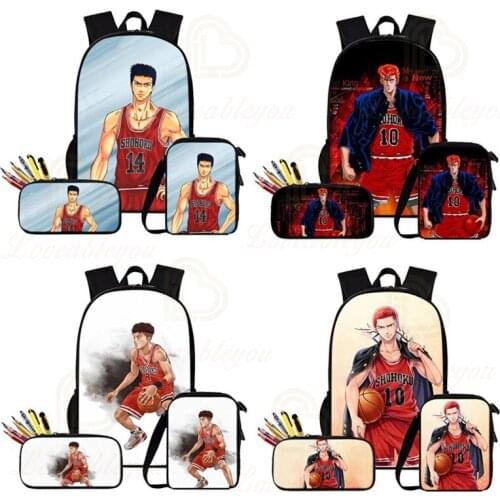 2020 Oxford Cloth Bag Three-piece Set SLAM DUNK Sakuragi Flower Road Backpack 3D Backpack College Style Backpack