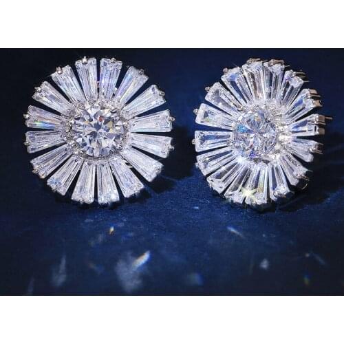 2021 New Luxury Sunflower 925 Sterling Silver Earings For Women Lady Anniversary Gift Jewelry Bulk Sell E5894