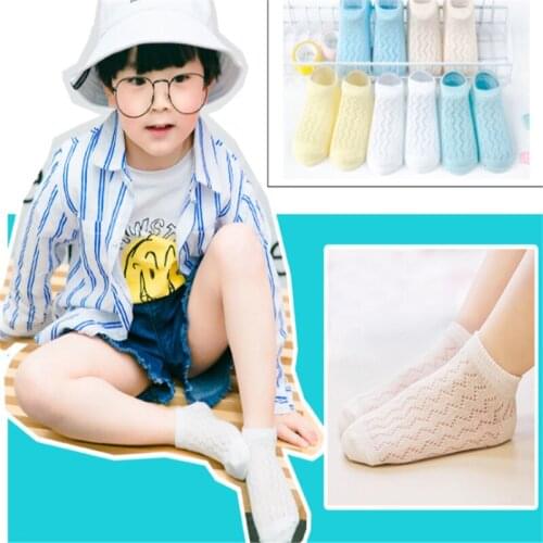 5 Pairs/Lot Children Cotton Socks Boy Girl Baby Fashion Breathable Solid Mesh Socks For Summer 1-12T C632-5