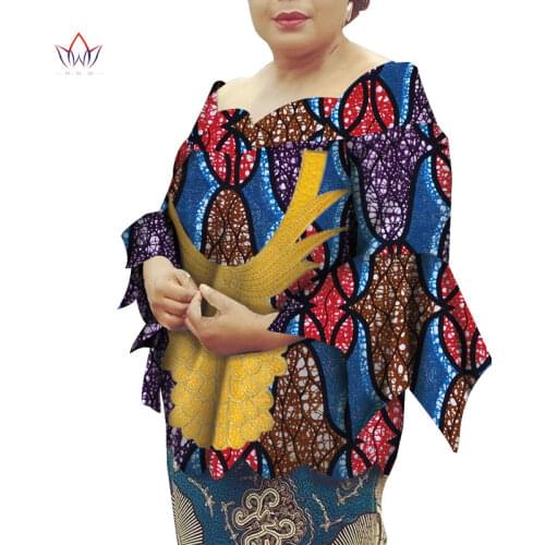 African Clothing Dashiki African Shirt for Women Bazin Riche Ankara Print 3 Quarter Sleeve Shirts Top Women Causal Party WY6407