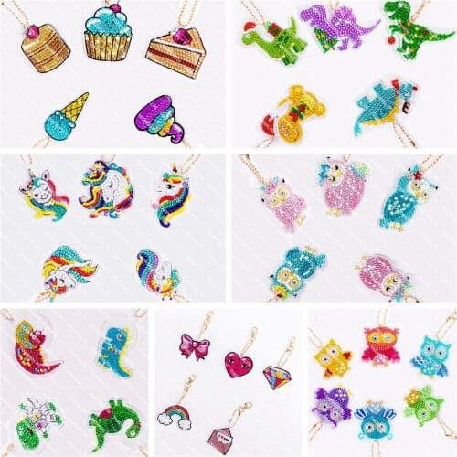 TAKEWEALTH DIY Diamond Painting Keychain Full Drill Cartoon Animal Bag Hanging Ornaments Special Shaped Diamond Embroidery