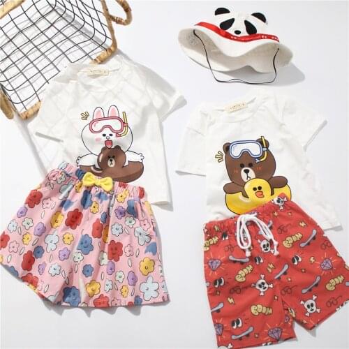 Tonytaobaby Childrens Garment Summer New Products Cartoon Set Girl Set