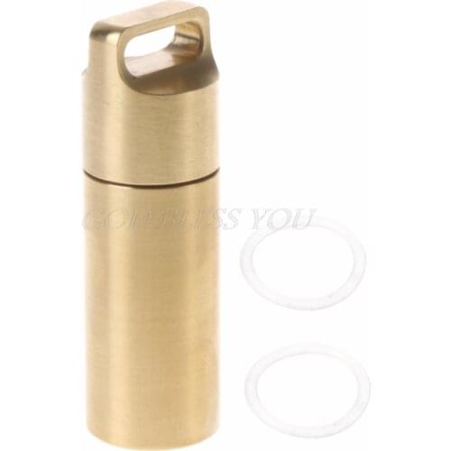 EDC Brass Waterproof Capsule Container Seal Bottle Box First Aid Pill Tank Case Drop Shipping