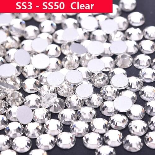Good Quality ss3-ss50 Crystal Clear Flat Back Glue On Crystal Stones / Non Hotfix Rhinestones for Nail Art