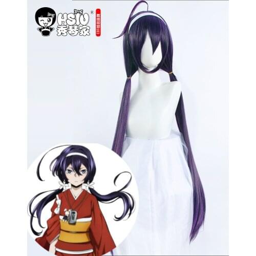 HSIU Anime Bungo Stray Dogs Cosplay Kyoka Izumi Double Horsetail Purple Long wig Fiber synthetic Hair