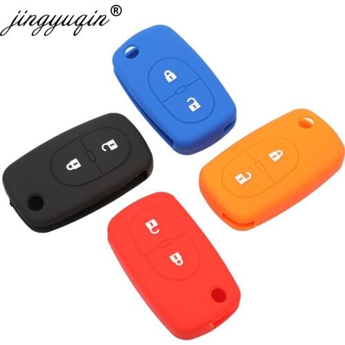 Jingyuqin 30pcs/lot Silicone Car Key Cover Fob For Audi A2 A3 A4 A6 2 Button Flip Folding Remote Key Case