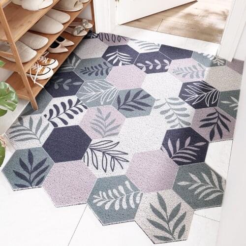 Nordic Gradient color geometry Entrance hall carpet PVC wire loop mat INS Door mat Living room floor mat bathroom non-slip rug
