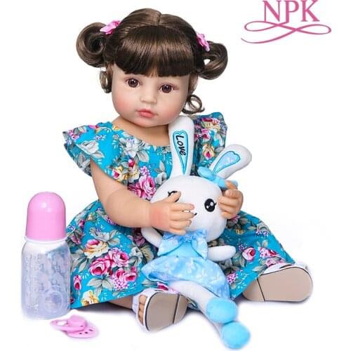 NPK 55CM bebe doll reborn toddler girl doll full body silicone soft real touch flexible anatomically correct
