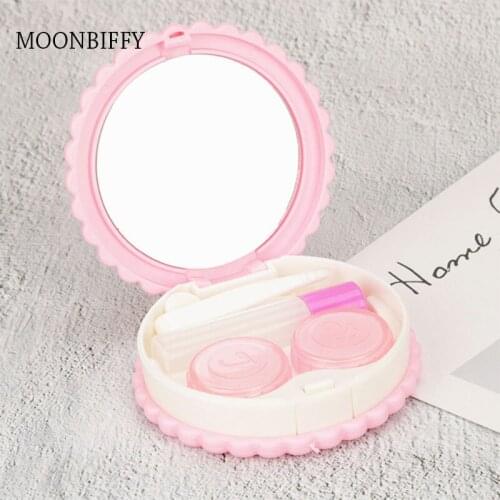 Cartoon Cute Cookie Glasses Double Contact Lenses Box Contact Lens Case For Eyes Care Kit Holder Container Gift 4 Colors