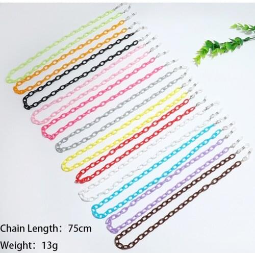 2021 New Fashion Student Color Acrylic Mask Holder Lanyard Resin Anti-skid Glasses Chain Neck Strap Jewelry for Women Children