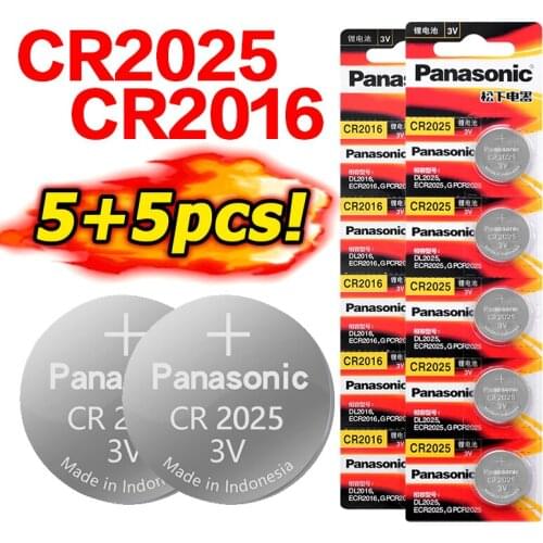 PANASONIC 10PCS 3V CR2016 LM2016 BR2016 CR2025 ECR2025 Button Coin Cell Li-ion Battery Calculator Toy Medical Device Batteries