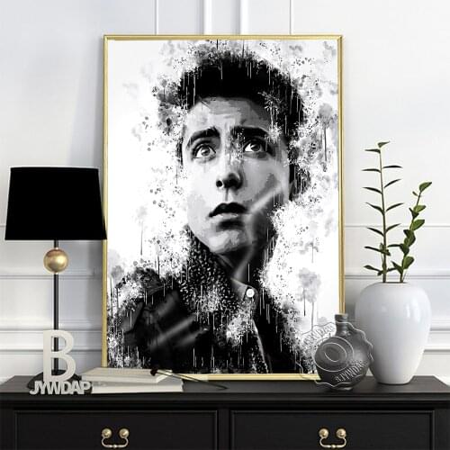 Aidan Gallagher Watercolour Prints Poster, American Actor Black White Canvas Painting, Vintage Diablo Style Home Wall Decor Gift