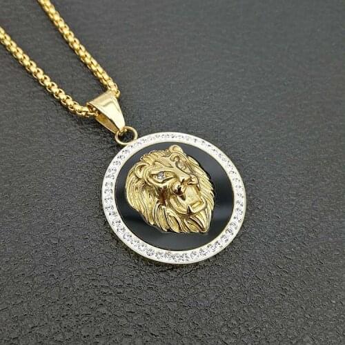 Hip hop Gold Color Lion Pendant & Necklace with zircon for Women/Men the Lion of Judah Jewelry Charms Ethnic Gifts