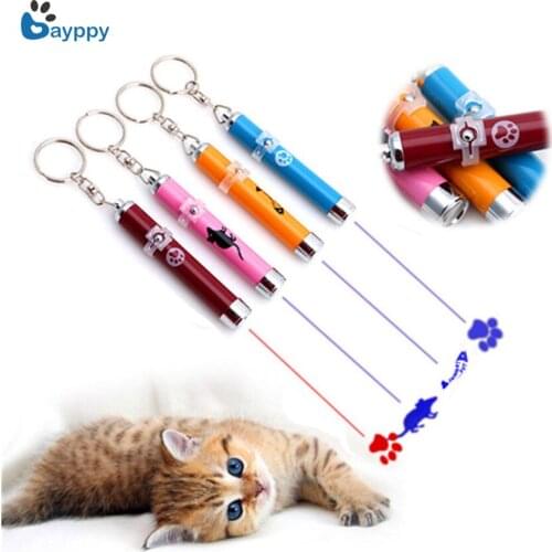 1 Pcs Portable Creative Pet Cat Toys LED Laser Pointer Light Pen With Bright Animation Mouse Shadow Interactive Toy For Cats