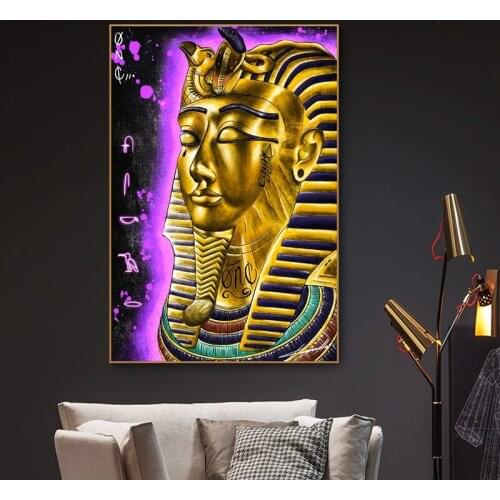Golden Egyptgang Portrait Canvas Art Poster and Prints Modern Religious Oil Painting Wall Picture For Living Room Home Decor