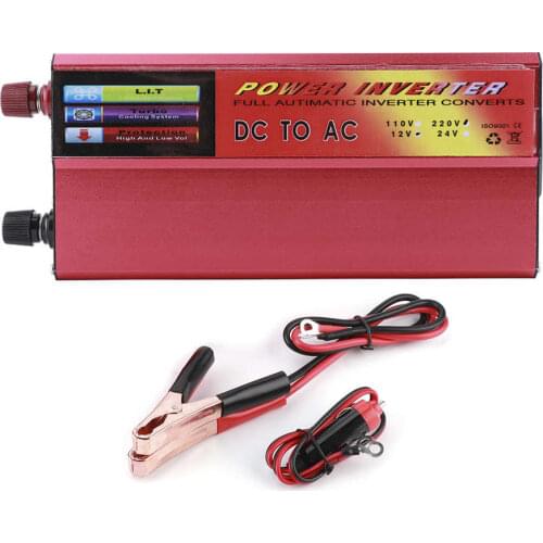 6000W DC12V to AC110V/220V Red Power Voltage Inverter Display Modified Sine Converter with USB Interfaces Universal Socket
