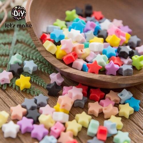 Lets make Baby Teether 20pc Silicone Beads Star Teething Food Grade BPA Free Chewable Silicone Beads Nursing Baby Teether
