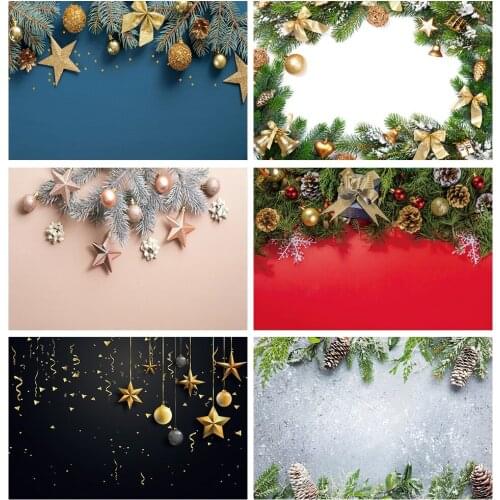 Christmas Star Ball Pine Gradient Solid Color Wall Texture Party New Year Child Baby Portrait Photo Background Photo Backdrop