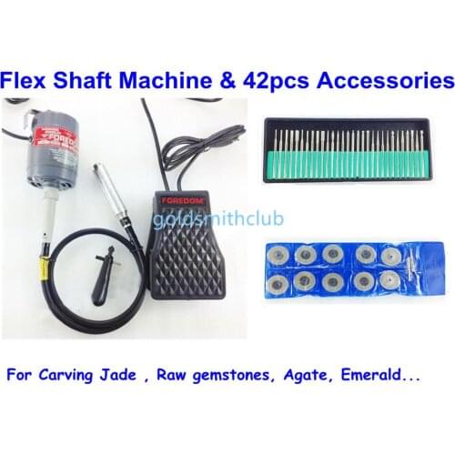 Promotion Flex Shaft Machine CC30 Motor for Carving Jade Raw gemstones Agate Emerald 42pcs Accessories