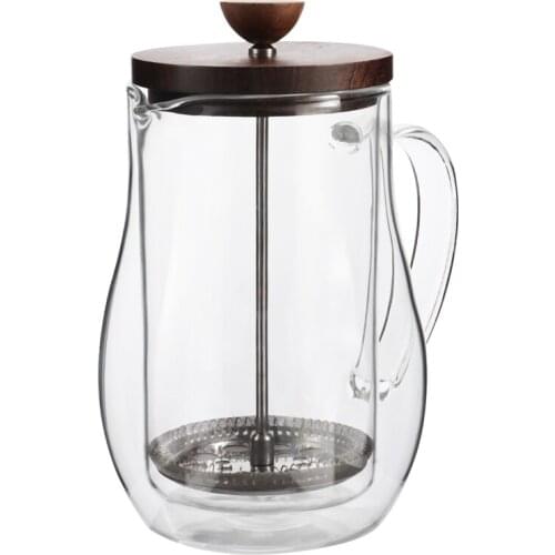 Double Wall Glass Coffee Pot Filter Presses Kettle Heat-Resisting Tea Press Bottle Household Flask