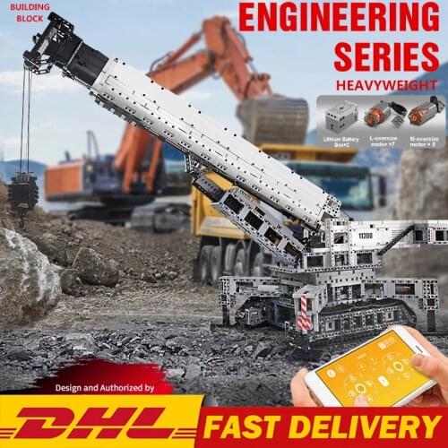 DHL MOC Technical Remote Control Truck Model Toys Motor Power Mobile Crane Mk II Sets Building Blocks Bricks Kids Birthday Gifts