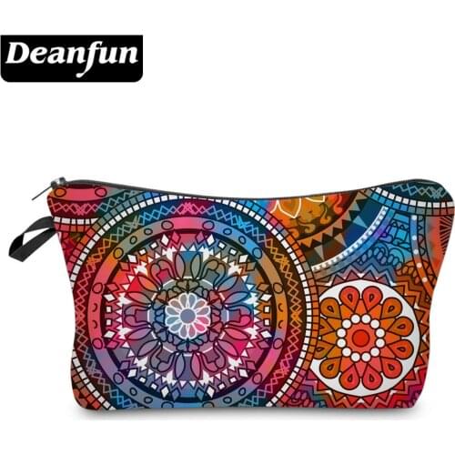 Deanfun Colorful Mandala Flower Small Cosmetic Bag 3D Printed Waterproof Stylish Makeup Bag For Women Girls Teenages 51555