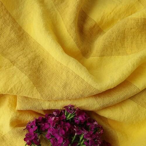 High quality pure flax fabric Yellow yarn dyed stripe tissu High end dress pants sewing