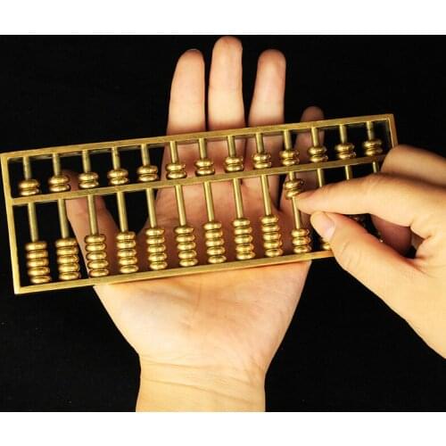 WSHYUFEI Chinese Antique Ornaments Brass Carved Lucky Old Abacus Keychain Exquisite Small Statues Lucky decoration