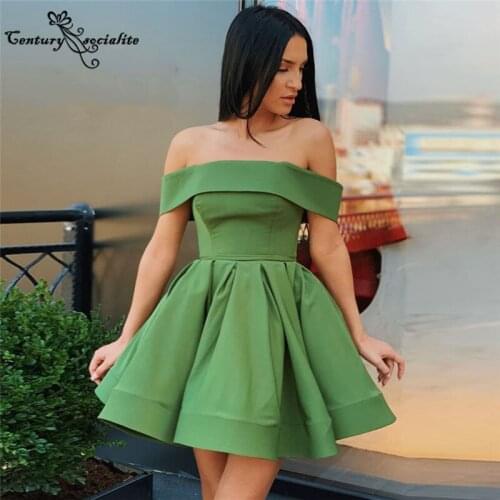 Green Homecoming Dresses Short 2021 Above Knee Off Shoulder Lace Up Cocktail Dress Prom Dresses Party Gowns Vestido De Fiesta