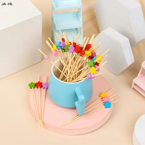 100pc Dessert Salad Fork Creative Heart Stick Cocktail Skewer for Wedding Decor Bamboo Pick Buffet Cupcake Fruit Fork Party