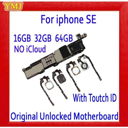 100% Full unlocked for iphone SE Motherboard With Touch ID/Without Touch ID,Original for iphone SE Logic boards 16GB /32GB /64GB