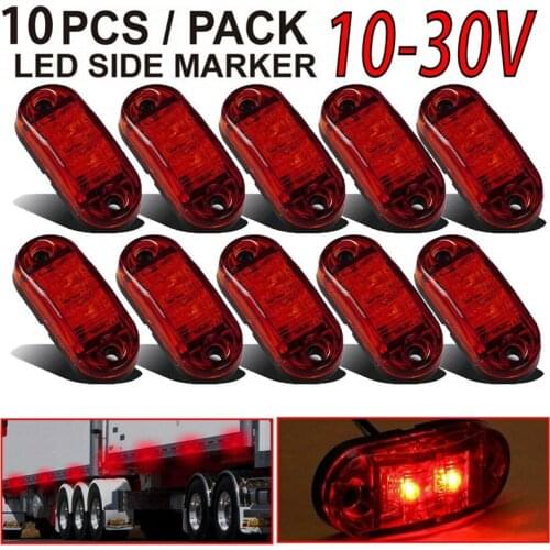 10X LED 2.5Inch 2 Diode Light Oval Clearance Trailer Truck Side Marker Lamp