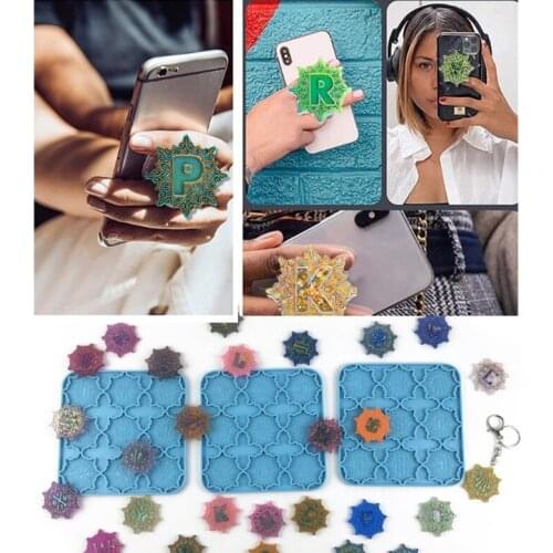3 Pcs Mandala Alphabet Epoxy Resin Mold 26 Letters Keychain Silicone Mould DIY Crafts Fridge Magnets Phone Grips Ornaments