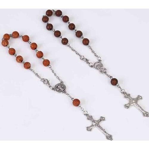 48 pieces Jesus Cross Rosary Bracelet Acrylic Cross Beads Jesus Rosary Heart St. Mercy Icon Religious Bead Bracelet