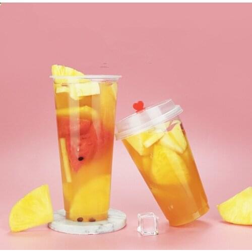 50pcs 9cm caliber PP disposable coffee cup 500ml/700ml milk tea soy juice cold drink transparent plastic cups with covers
